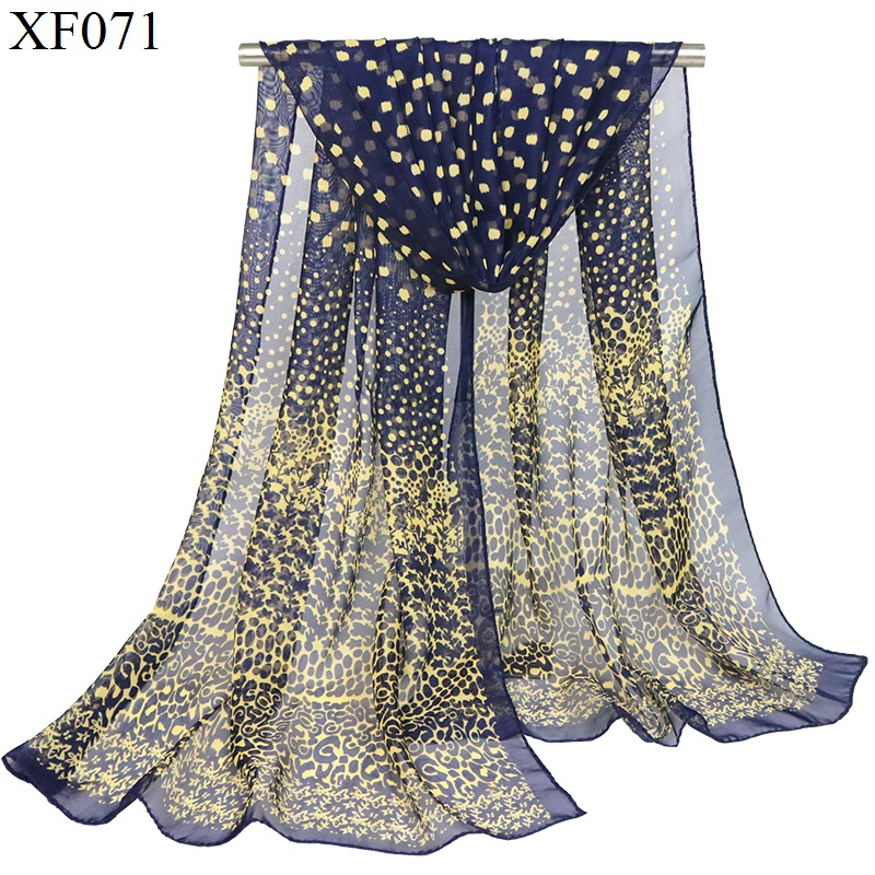 Cross-Border New Arrival Chiffon Scarf Wholesale Plaid Geometry Rectangle Shawl Fashion Scarf Polka Dot Small Silk Scarf Women