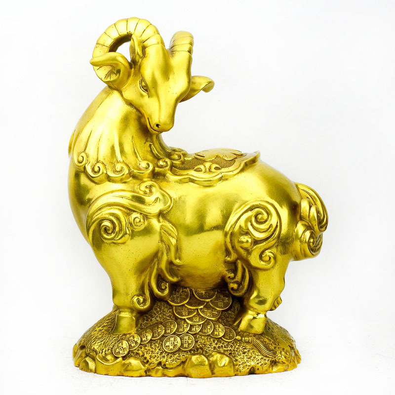 特价批发精工纯铜 金钱羊 铜钱踩钱山羊  8.8福财羊 客厅家居摆件