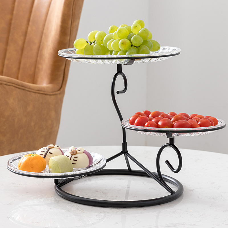 Nordic Style Three-Layer Fruit Plate Creative Modern Living Room Candy Tray Snack Dish Household Desserts Display Stand