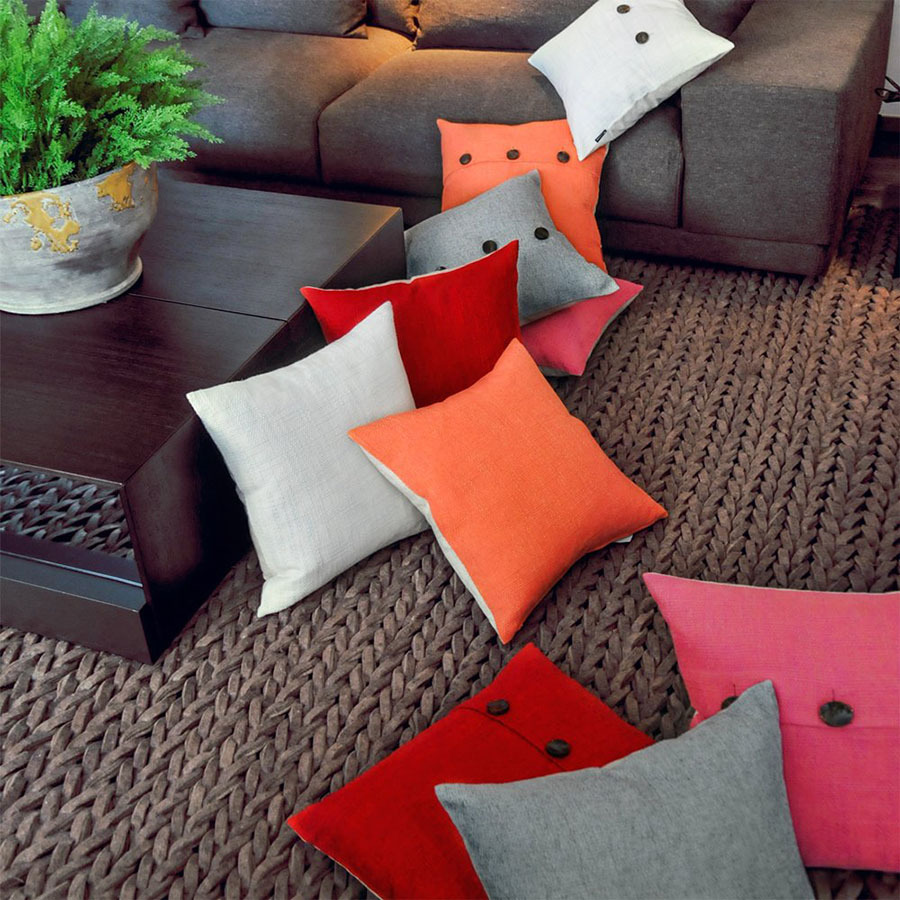 a724纽扣工艺抱枕客厅沙发靠垫亚麻靠枕创意家居布艺方枕