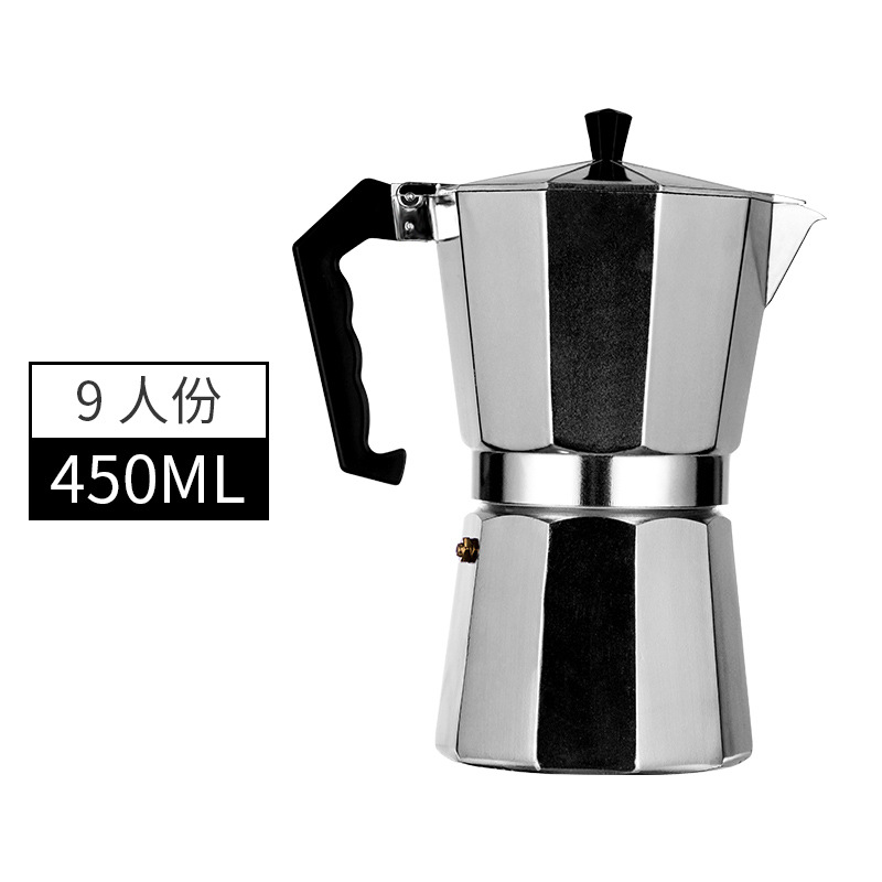 Factory in Stock Wholesale Italian Mocha Coffee Pot European Hand Wash Pot Aluminum Octagonal Pot Laser Printed Logo