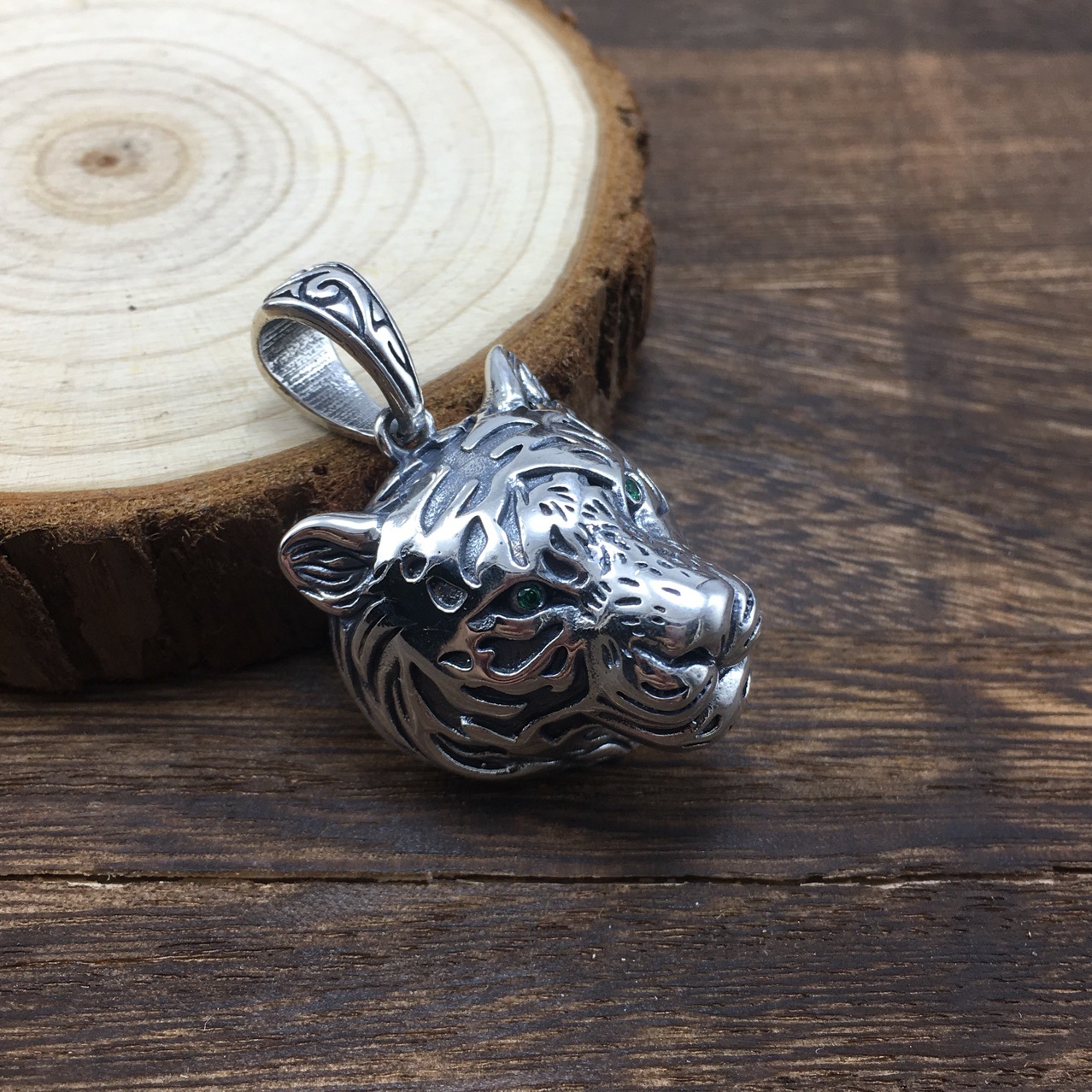 抖音同款s925个性潮人白虎挂坠霸气老虎头吊坠男纯银时尚男友送礼