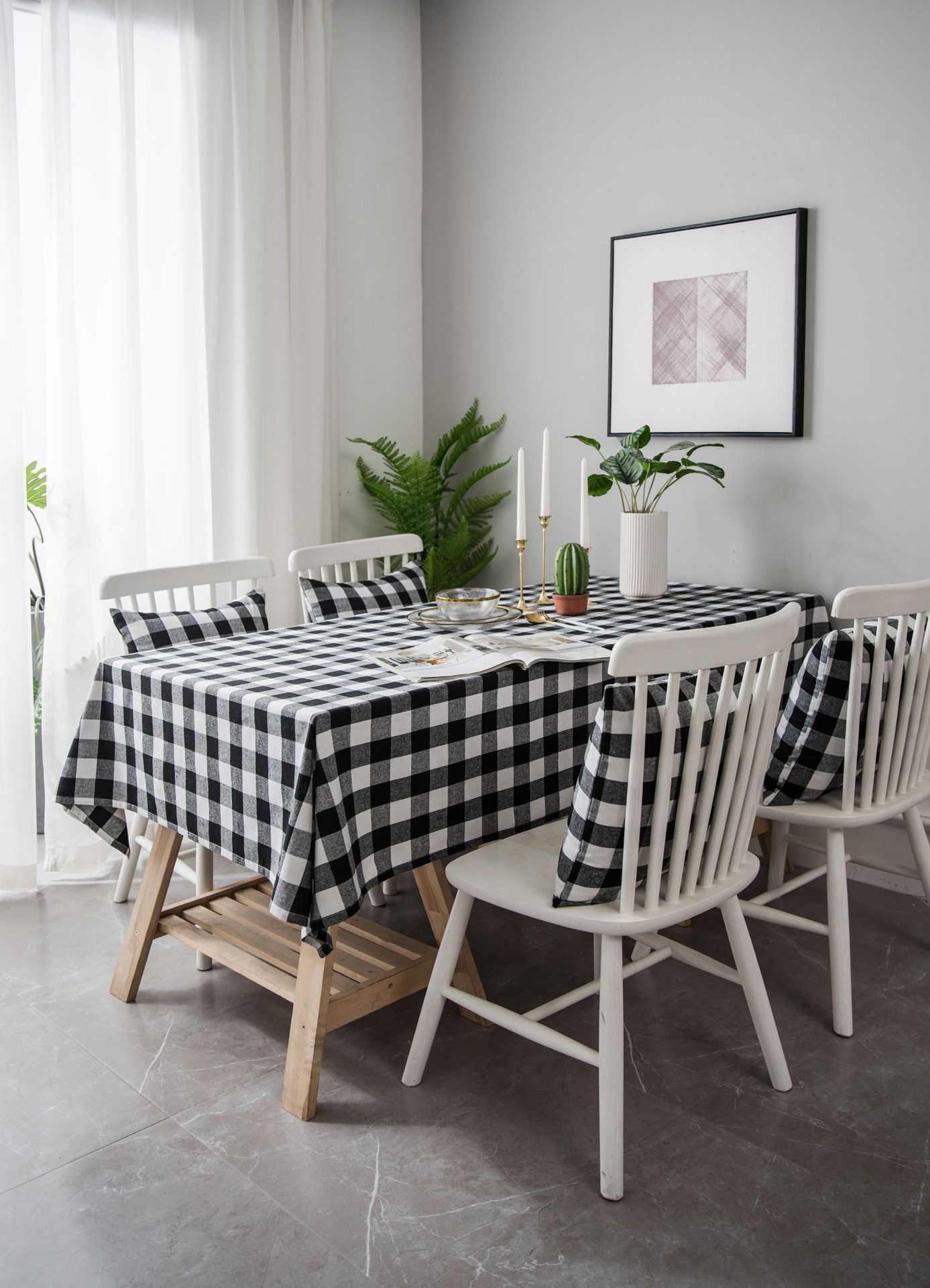 色织棉麻格子桌布美式餐桌布茶几布布艺长方形桌子垫厂家直销