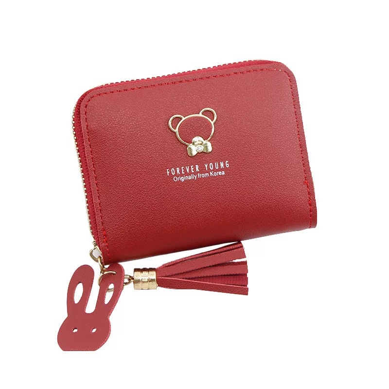 2023 New Ladies' Purse Short Cute Japanese and Korean Bear Zipper Wallet Coin Purse Mini Small Bag Card Holder