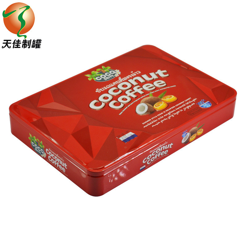 厂家直销缩口长方形马口铁盒 巧克力铁盒包装 食品包装浮雕金属盒
