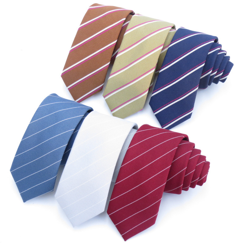 男士时尚韩版窄领带红白色条纹系列手打款6cm领带二条起批