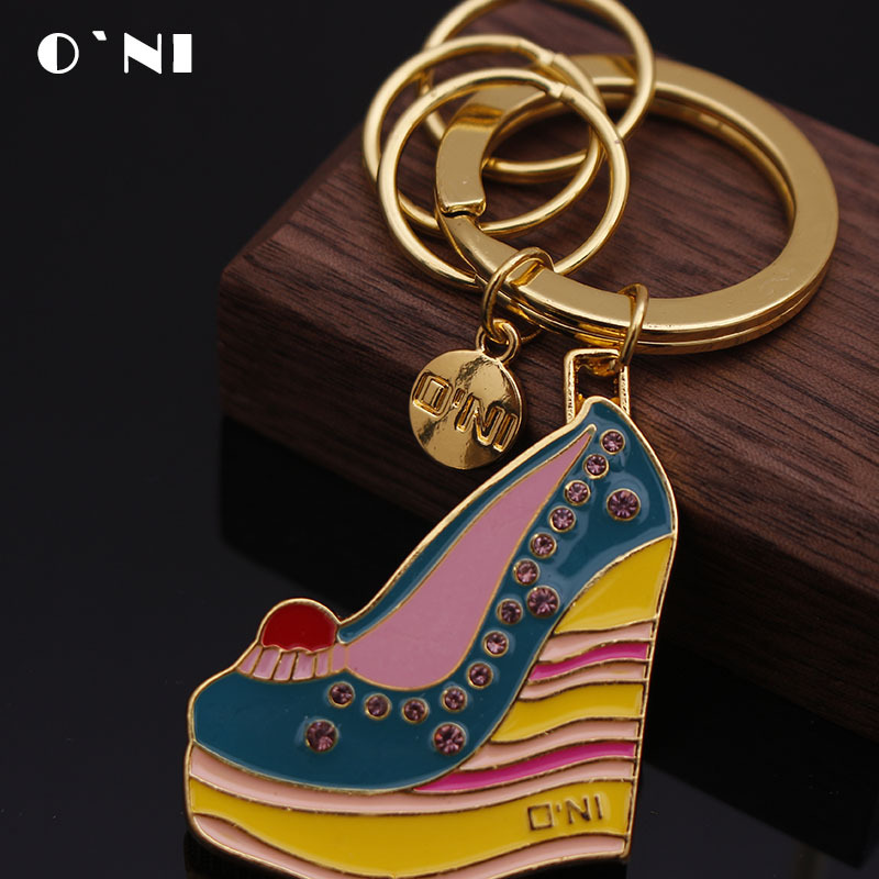 Creative Women's High Heels Keychain Baking Paint for Metal Personality Wedge Heels Key Ring Activity Small Gift