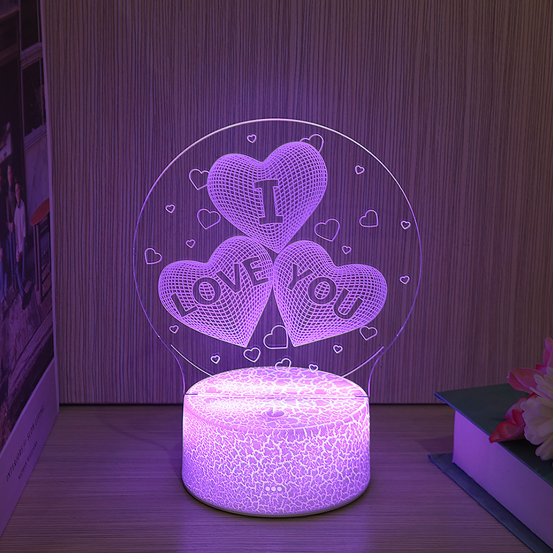 Creative 3D Small Night Lamp Led Colorful Remote Touch Bedside Lamp Table Lamp Bedroom Christmas Gift Nursing Light