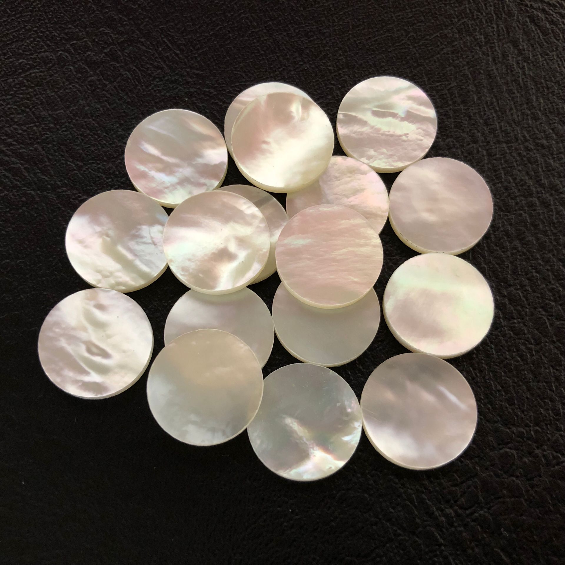 天然白贝双平面戒面珍珠优质白贝壳片圆形8mm18mm两面打磨抛光