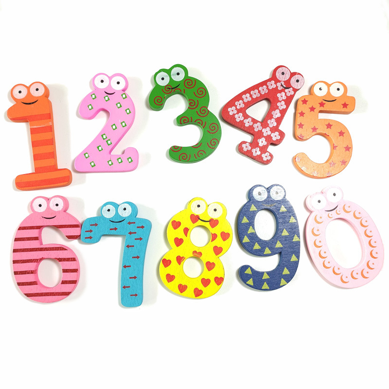 0-9数字冰箱贴 木质磁性卡通可爱冰箱贴 黑色磁铁 早教用品