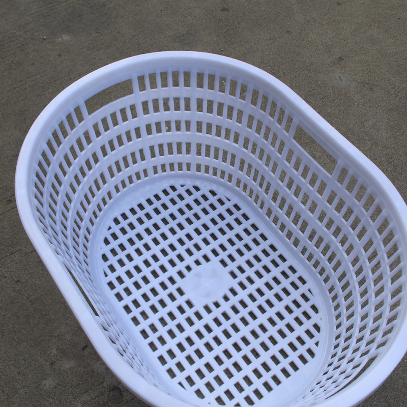椭圆形塑胶鱼筐 白色加厚蛋型筐水产蔬菜周转箩筐 全新650圆胶筐