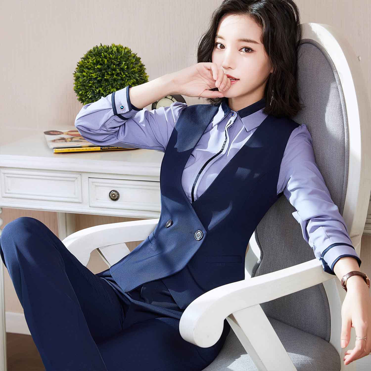 职业装西装套装商务女装公司办公室工装白领工作服马甲西服正装女