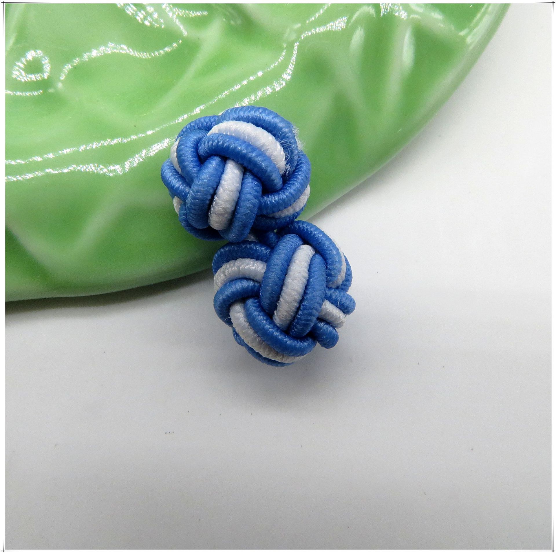 纯手工袖扣橡皮筋盘扣传统中国结编织绳扣波子两色双球松紧扣