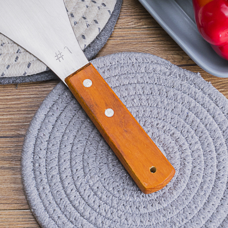 厨房工具不锈钢料理铲刀披萨平铲木柄牛排扒铲铲炒手抓饼工具现货