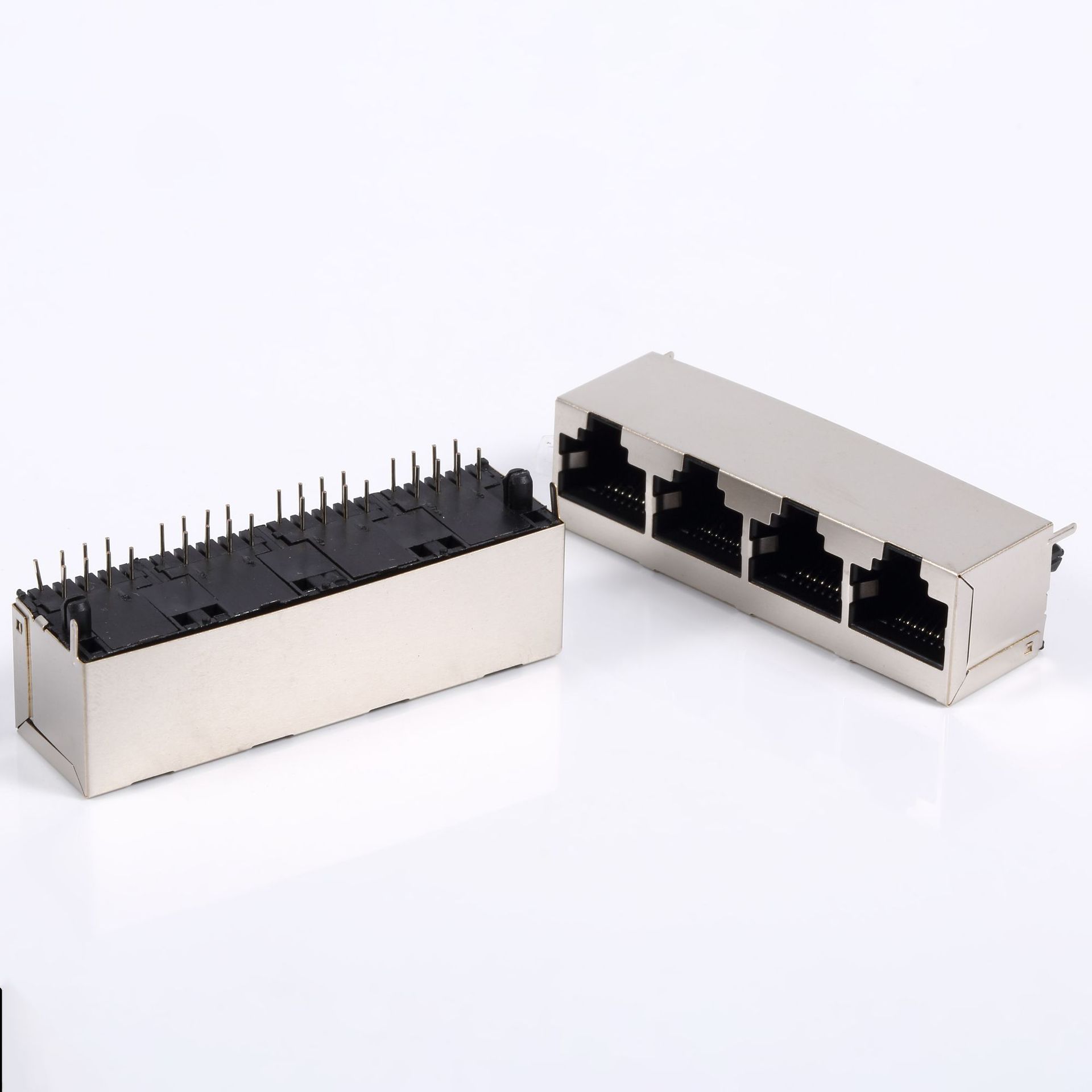 rj45插座 rj45立式 1*4无灯屏蔽 180度直插 rj45母座 网络接口