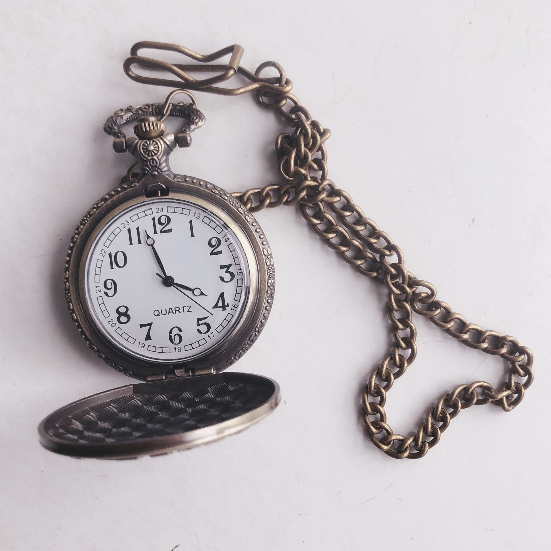 老人手表复古小怀表男士创意翻盖男款表非机械数字 男款 2035机芯