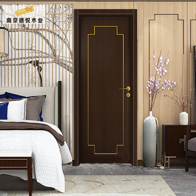 新中式轻奢实木复合门双色室内套装烤漆门定制批发卧室房间门