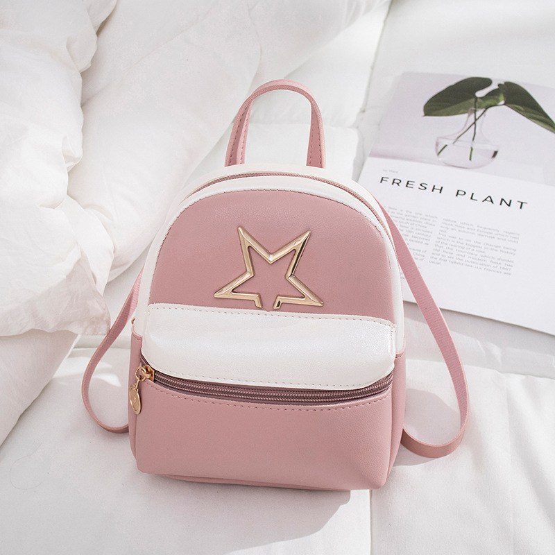 Five-Pointed Star Contrast Color Backpack Children's Mini Small Backpack Shoulder Crossbody Mobile Phone Change Packet Gift Wholesale Fashion