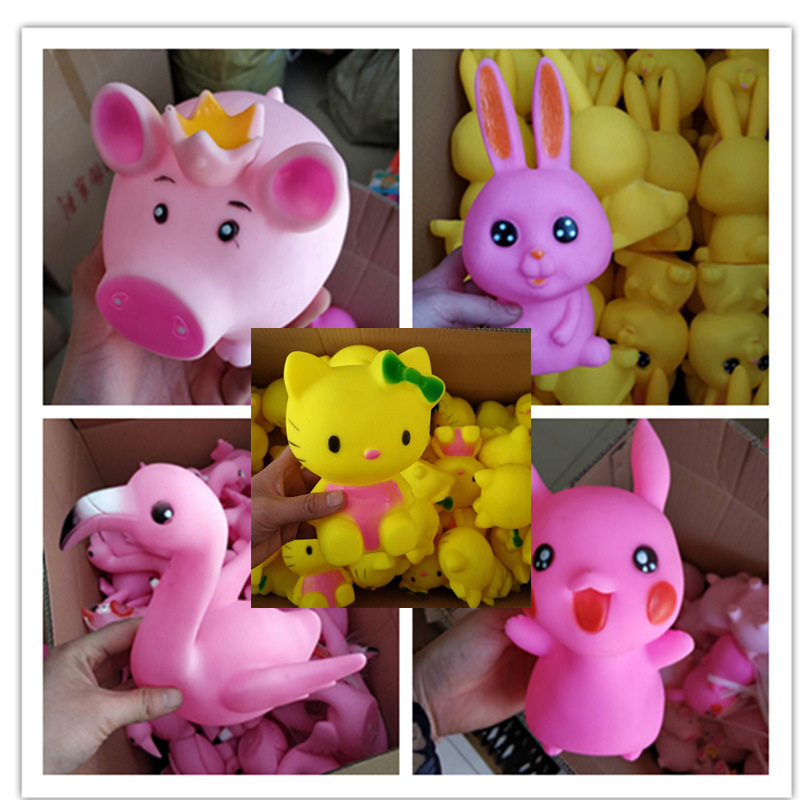 卡通动物搪胶捏响玩具批发公仔捏捏叫