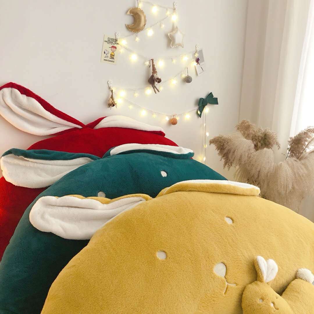 ins风可爱公主风兔兔绒兔耳朵刺绣床头靠背 沙发抱枕靠垫 可拆洗