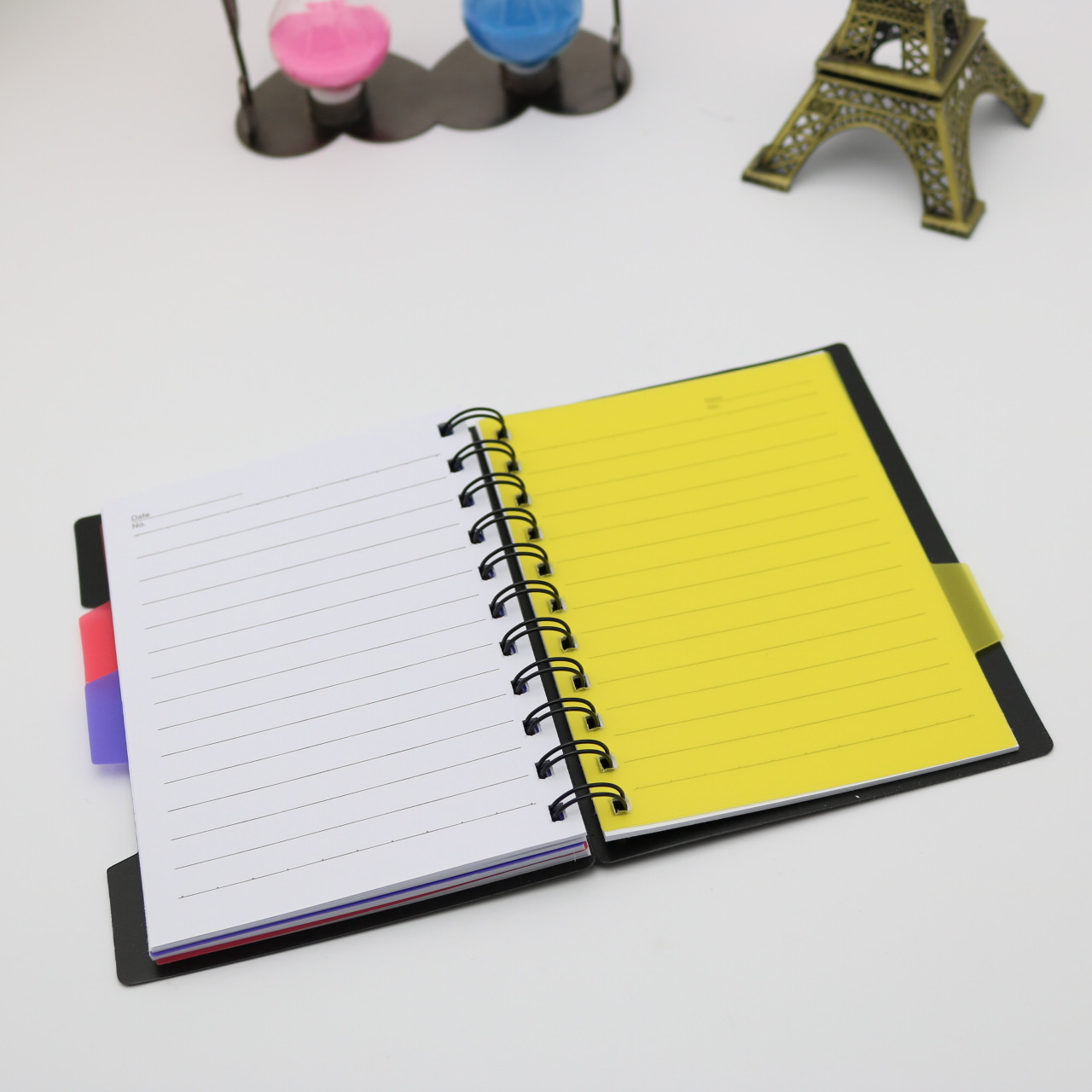 热销文章b6黑色办公线圈本pp版面装订记事本彩色均分笔记本日记本