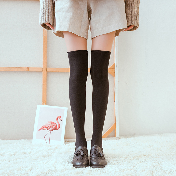 日系秋冬女袜护膝加绒加厚加长防滑过膝长筒堆堆袜塑形保暖雪地袜