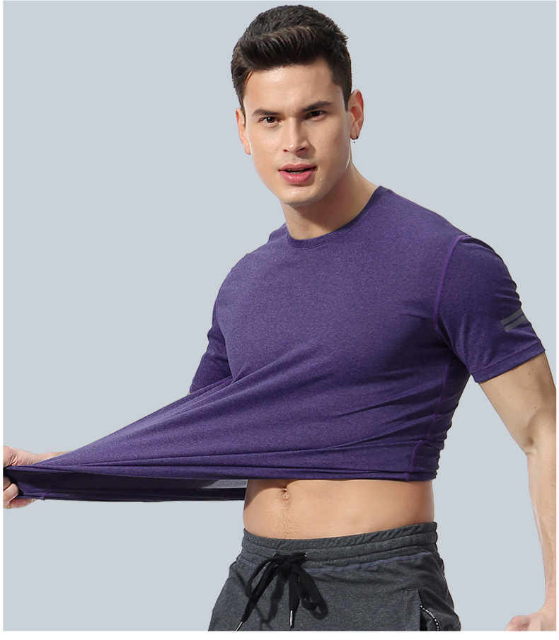 厂家直销运动服休闲短袖男宽松大码速干t恤圆领弹力健身衣定制款
