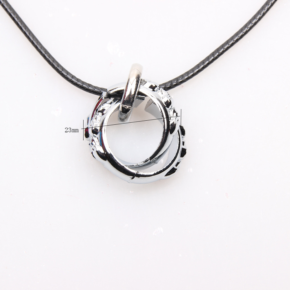 周连发批发韩版简约双环戒指情侣男士项链女吊坠潮流时尚个性饰品