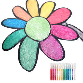 天艺玻璃闪粉笔记号闪粉荧光笔diy相册涂鸦儿童绘画文具套装