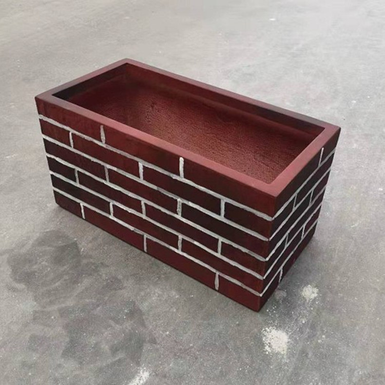 长条仿陶色装饰盆造型水泥花箱创意园林仿砖块玻璃纤维方形花盆