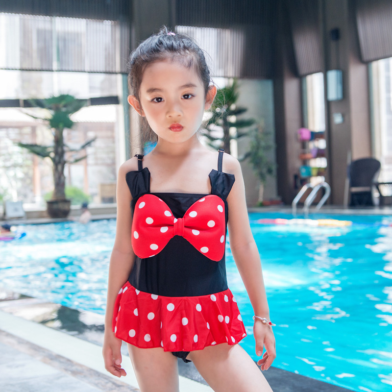 儿童泳装可爱婴幼宝宝裙式连体女童走秀舞蹈演出服中小孩子游泳衣