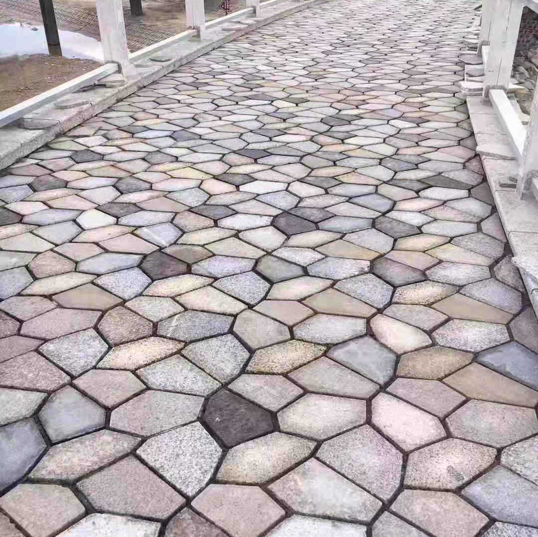 冰裂纹石材 各种颜色混搭混拼混铺 园林花岗岩石材乱拼 混合铺贴