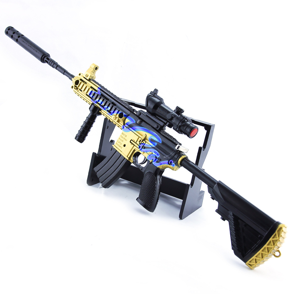 绝地 和平精英 大号可拉动蓝色火焰m416合金枪模型 玩具武器37cm