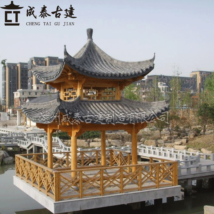 古建凉亭公园别墅家用古建双层四角亭实木防腐木仿古定制工程g401s3