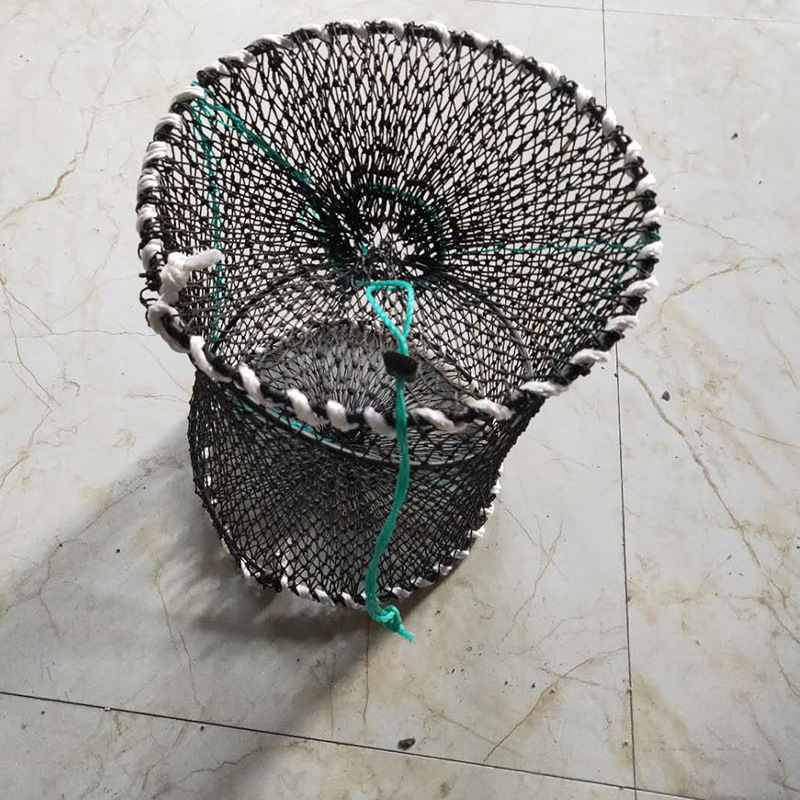 直销可折叠钢丝鱼兜鱼护批发定制鱼篓装鱼笼装黄鳝泥鳅螃蟹龙虾笼
