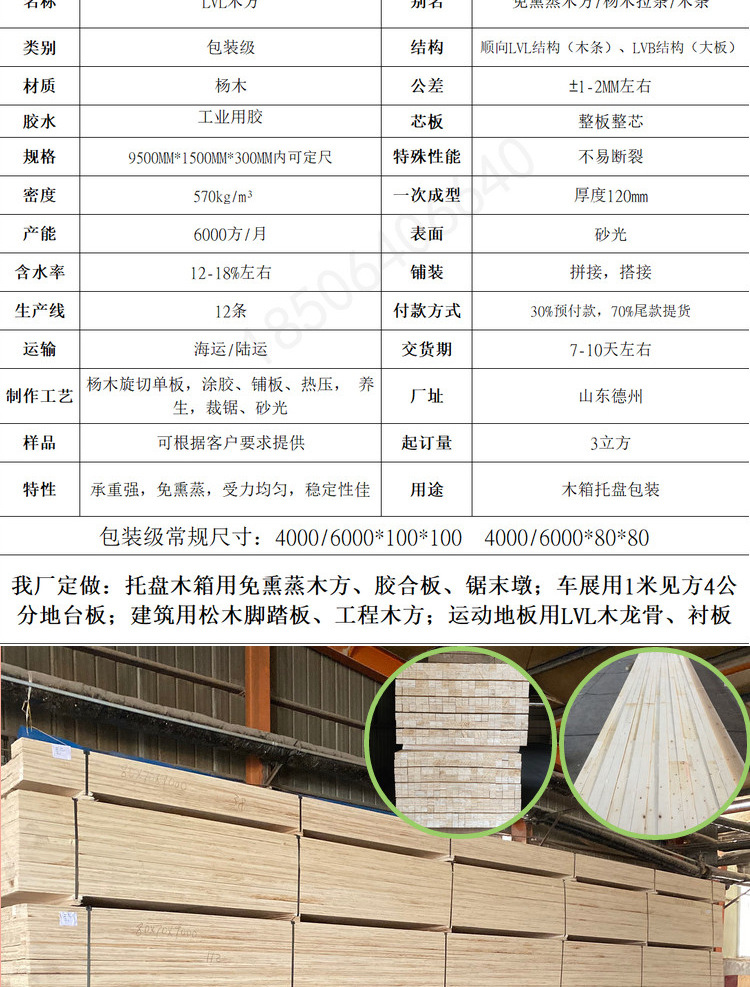 lvl单板层积材厂家批发浙江温州商品细节,规格尺寸,卖点,生产实力木方