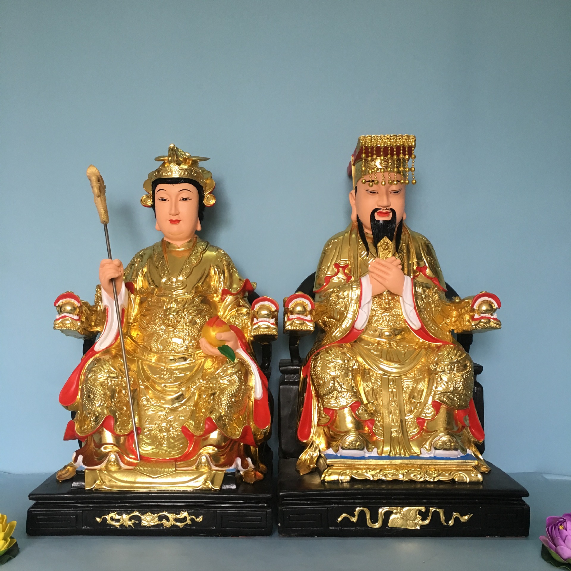 树脂佛像寺庙祠堂工艺品摆件 24寸七彩玉皇大帝王母娘娘 天公王母