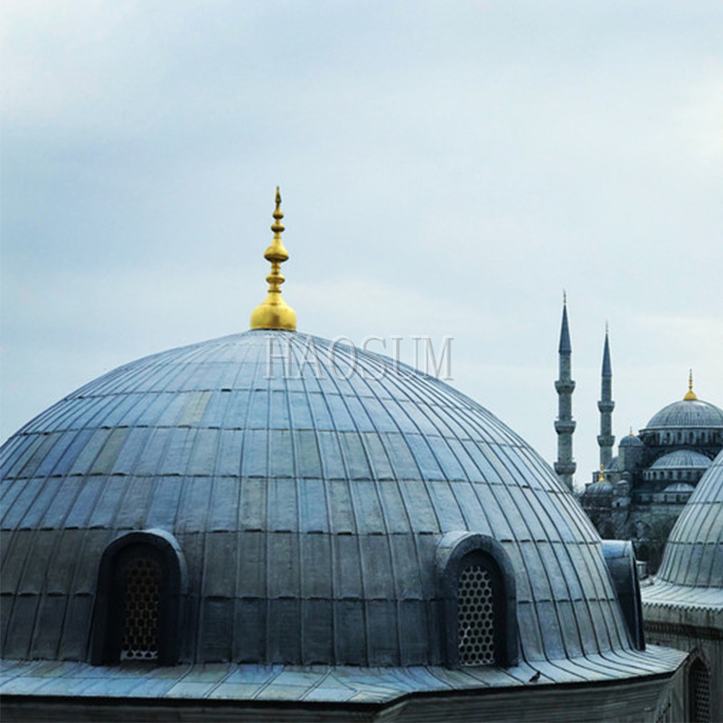 甘肃定做欧式建筑半球形屋顶清真寺屋顶教堂立体塔尖黄铜穹顶