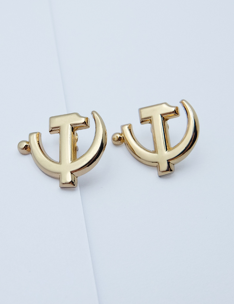 金色镂空党徽现货标准型金属胸徽领章胸针镰刀锤子纪念章佩戴高卡