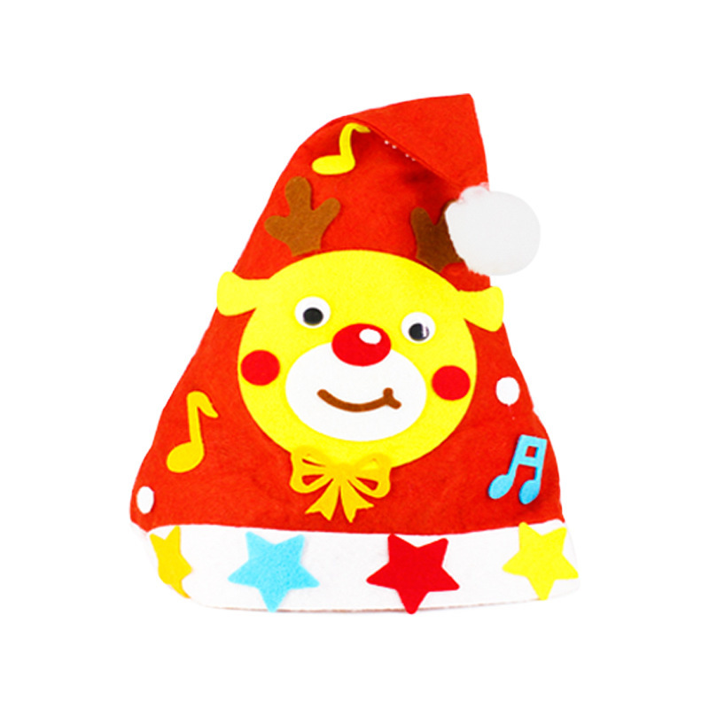 圣诞节儿童手工diy制作圣诞帽材料包幼儿园手工黏贴不织布卡通帽