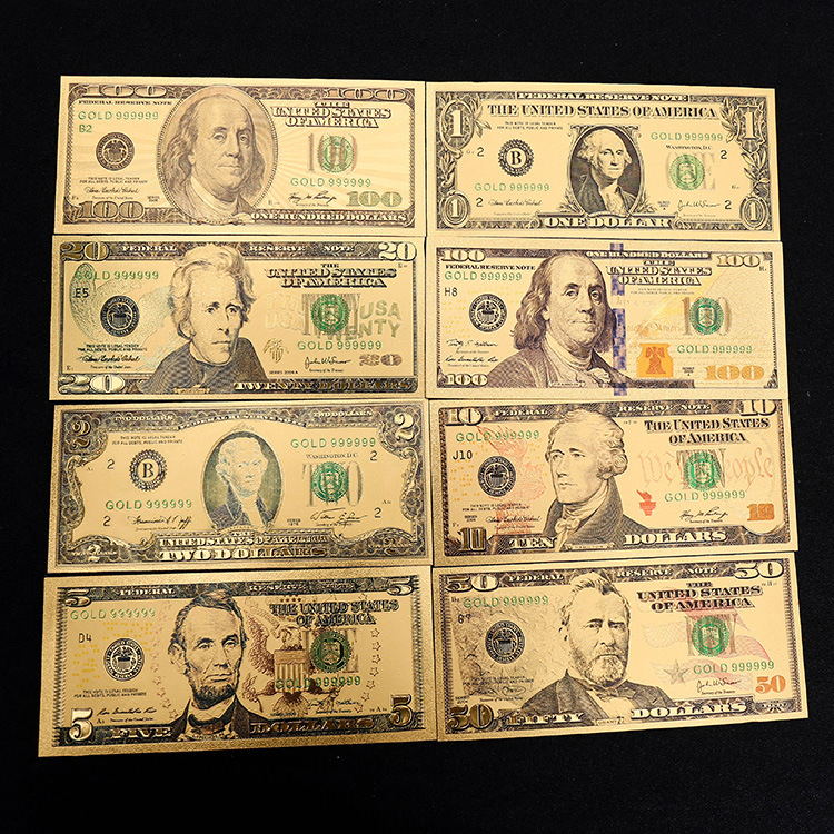 厂家直销金箔美元套装礼品卡纪念币双面彩印钱币货币收藏品定做