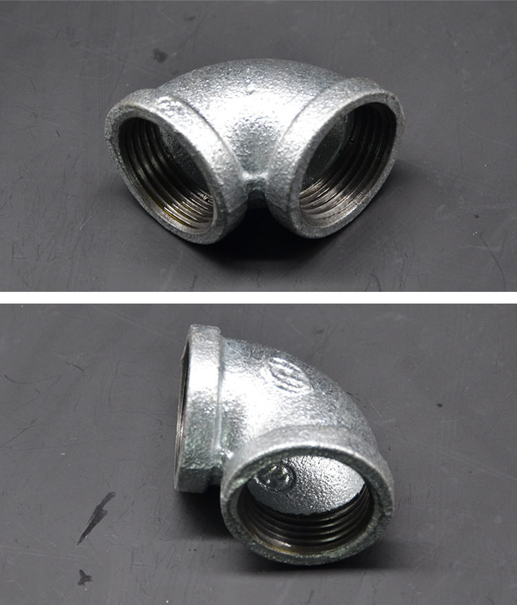 90度镀锌铁内丝弯头玛钢铁管件消防工程天燃气水暖一寸消防弯头