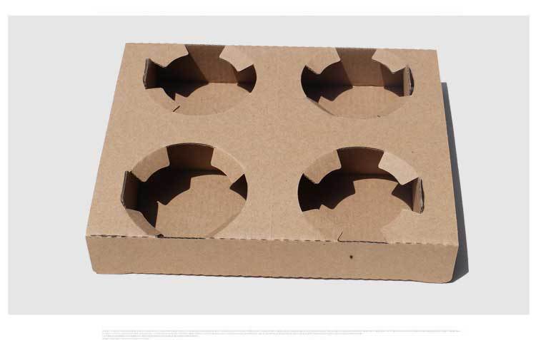 奶茶打包盒外卖咖啡饮品奶茶包装杯托 牛皮瓦楞纸2/4双四杯托