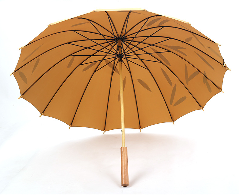 16骨全纤维抗风骨架实木手柄广告晴雨木伞 礼品工艺全木伞定制