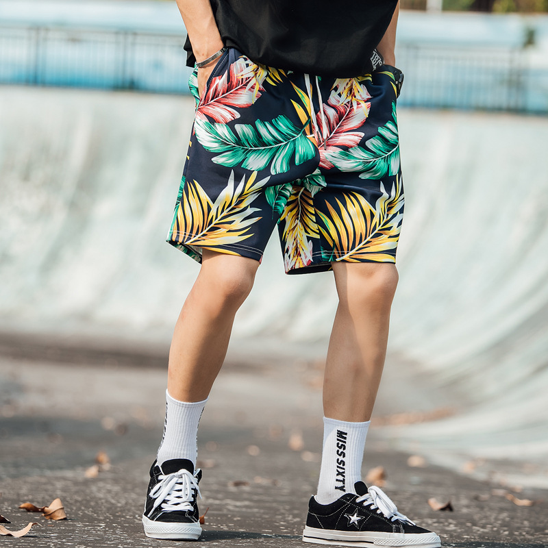 夏威夷度假沙滩花短裤男夏季情侣宽松运动嘻哈潮流五分裤一件代发
