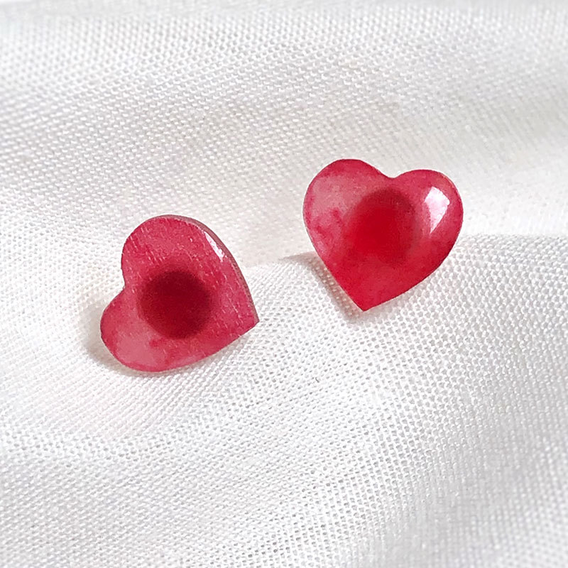 雍程小清新可爱红心s925纯银耳钉简约风学生甜美心形日韩耳饰女