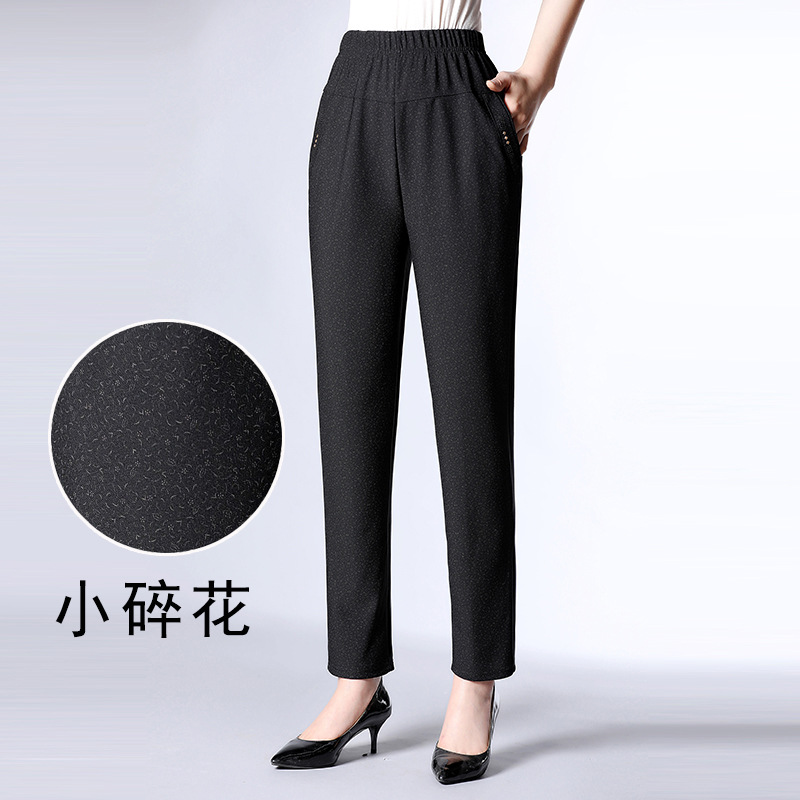 One Piece Dropshipping Spring Trousers Middle-Aged and Elderly Women's Pants Elastic High Waist Loose Grandma's Pants Spring and Autumn
