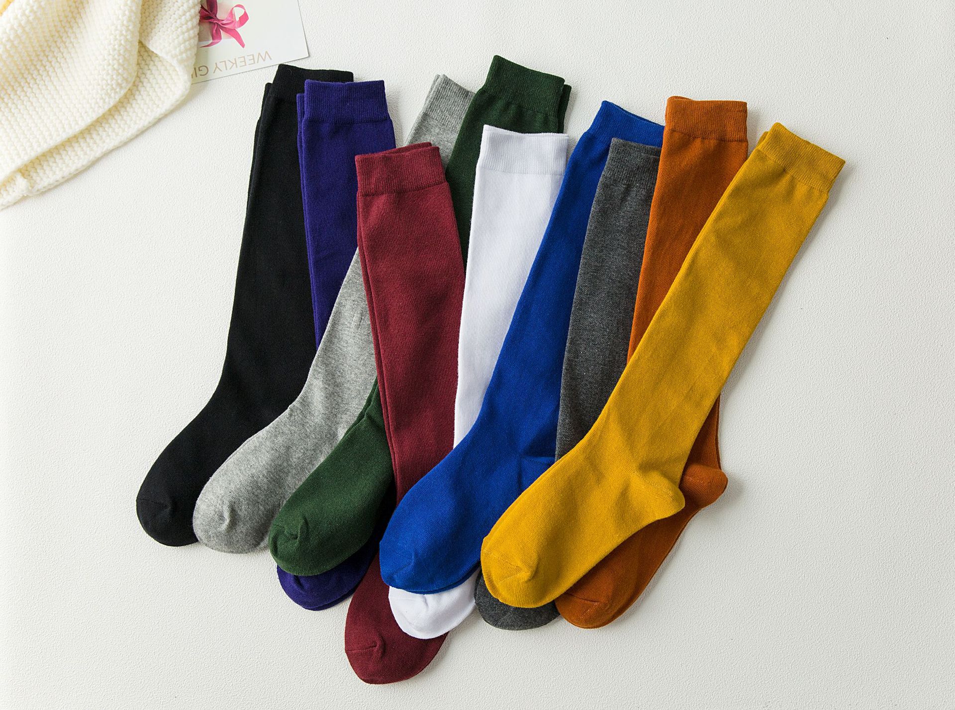 及膝袜薄小腿袜女日系黑色半截袜长筒袜半桶袜子女长款潮ins高筒