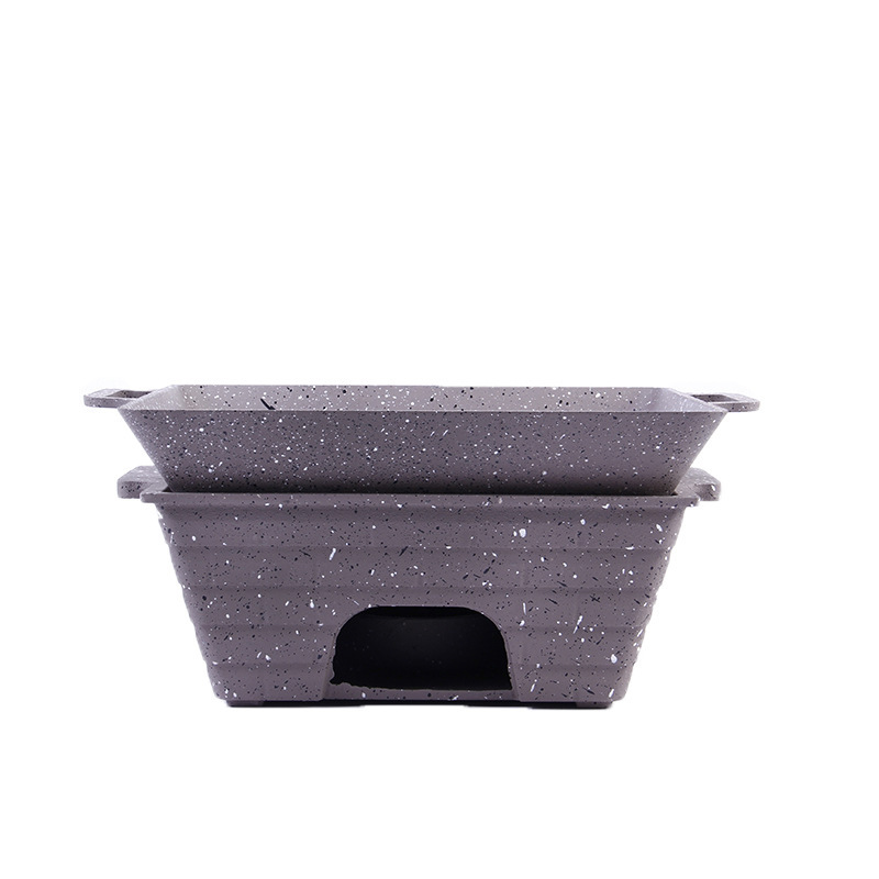 酒店用品方塔酒精炉方形烤盘韩式麦饭石无烟铁板烧定制 现货批发