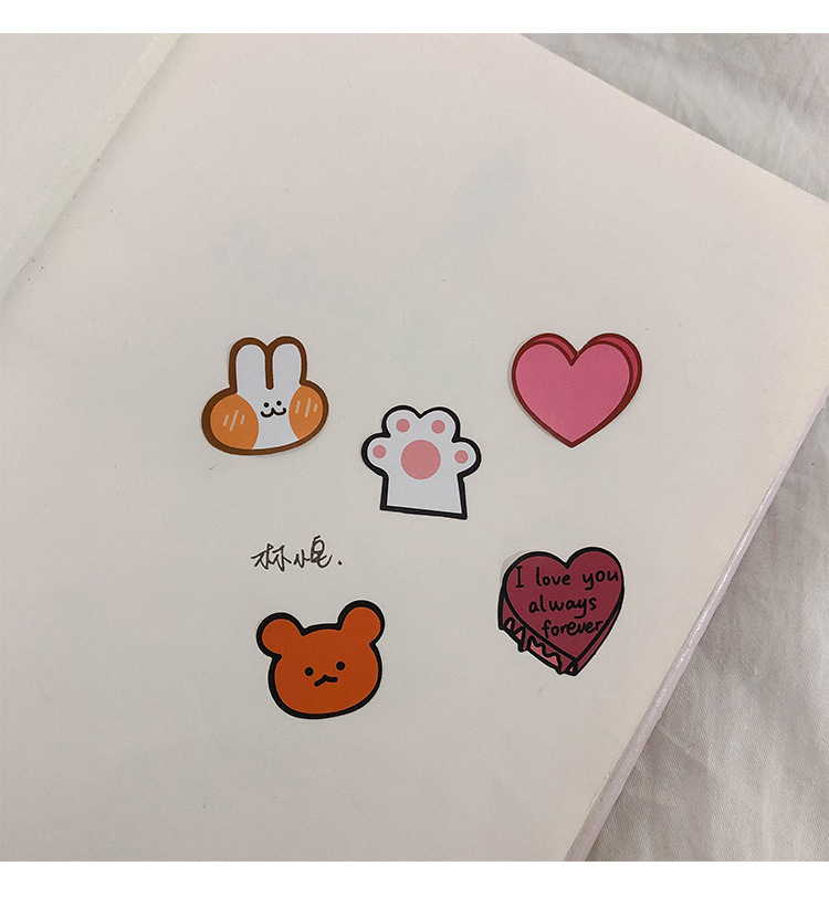 Korean Ins Cute Cat Claw Bear Love Cake Bunny Journal Stickers DIY Sealing Paste Phone Case Decorative Stickers